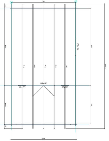 Gartenhaus Corinna 5x6 m + 3 m Vordach / 45mm