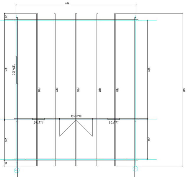 Gartenhaus Corinna 6x5 m + 2 m Vordach / 70mm
