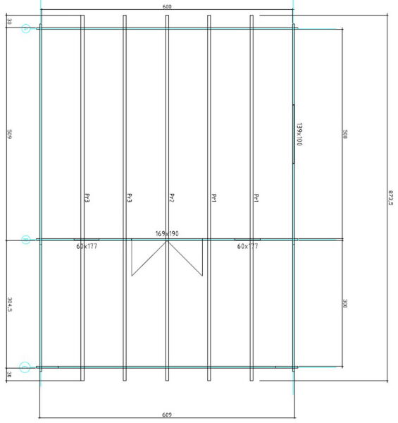 Gartenhaus Corinna 6x5 m + 3 m Vordach / 45mm