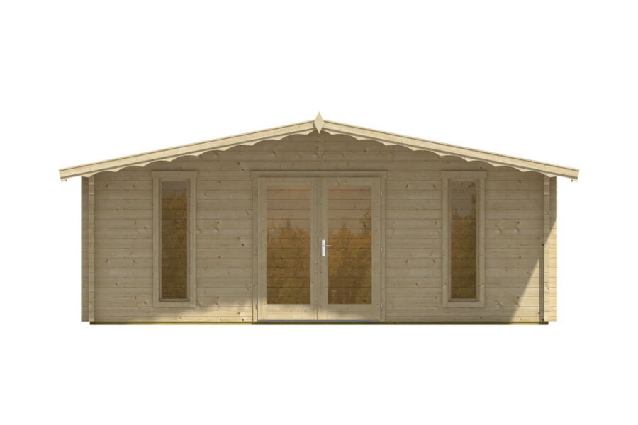 Gartenhaus Corinna 6x6 m + 1 m Vordach / 45mm