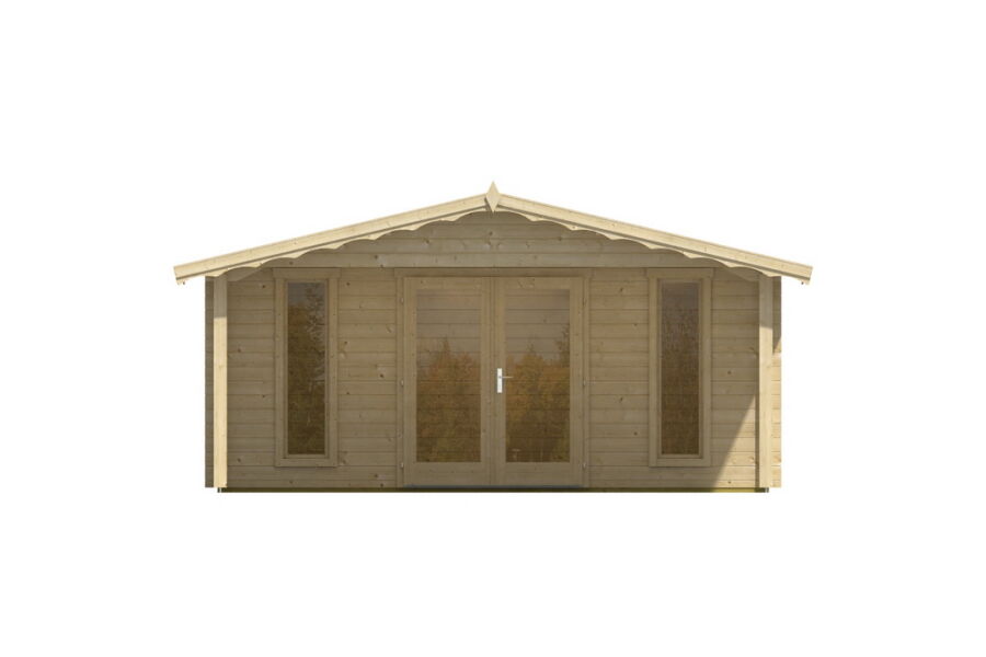 Gartenhaus Corinna 6x6 m + 3 m Vordach / 70mm