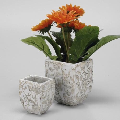 Blumentopf York eckig (klein), 9x6,5x10cm, weiß