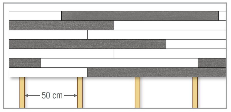 Fichte 3D Profil 92/1150mm Kombipack, endbehandelt Wachs Weiß, 3x12mm und 3x18mm, Pak. a 0,63 qm