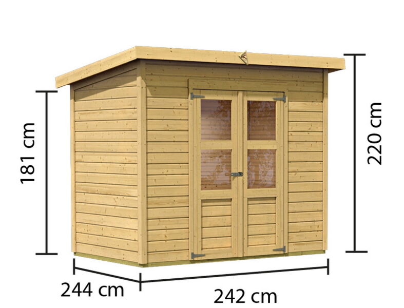 Karibu Gartenhaus MERSEBURG 6 naturbelassen 14mm Wändstärke