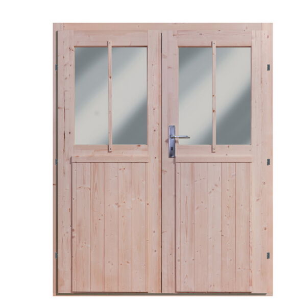 4010090730905 - Doppelflügeltür Wandlitz 19 mm inkl Türschloss und Rahmen naturbelassen