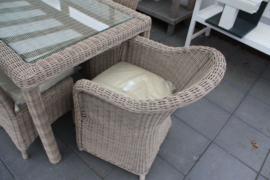 Tischgruppen Set "MAUI" Rattan hellgrau-braun 7 Teilig