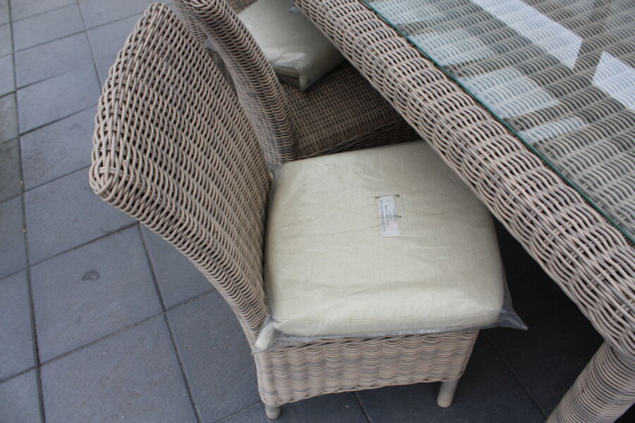 Tischgruppen Set "MAUI" Rattan hellgrau-braun 7 Teilig