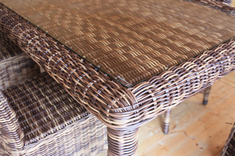 Tischgruppen Set "MAUI" Rattan dunkelbraun 7 Teilig