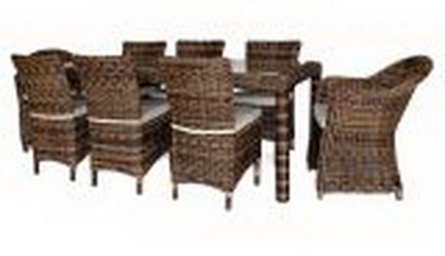 Tischgruppen Set "MAUI" Rattan dunkelbraun 9 Teilig
