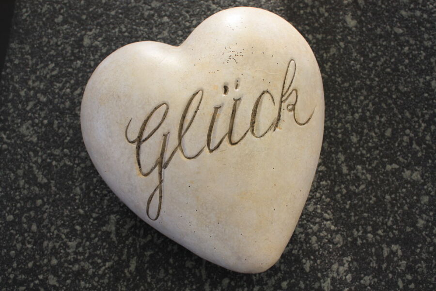 Deko Herz weiß "Glück"