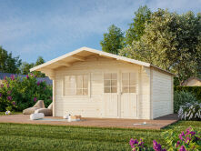 Gartenhaus BRITTA 17,5 m2, 446x446cm, 40mm Doppelnut, naturbelassen