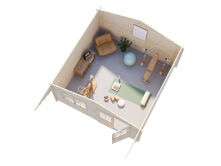 Gartenhaus BRITTA 17,5 m2, 446x446cm, 40mm Doppelnut, naturbelassen