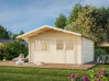 Gartenhaus BRITTA 17,5 m2, 446x446cm, 40mm Doppelnut, naturbelassen