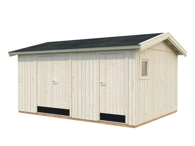 Palmako Gerätehaus OLAF 13,5 m²  452x330 cm, 18+70 mm, ink. Fußboden, naturbelassen