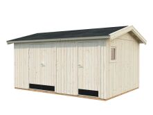 Palmako Gerätehaus OLAF 13,5 m²  452x330 cm, 18+70 mm, ink. Fußboden, naturbelassen