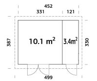 Palmako Gerätehaus KALLE 13,5 m²  452x330 cm ,...
