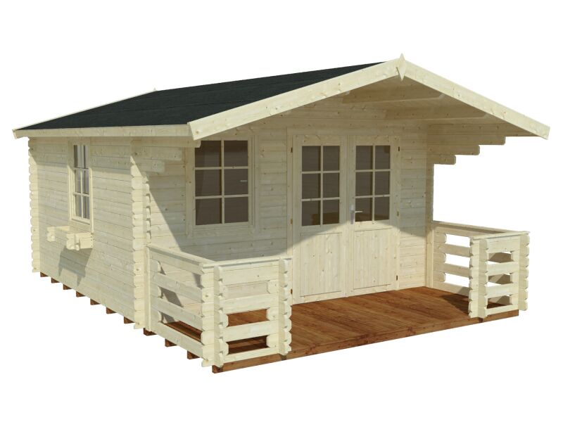 Aktionshaus WW-107636, 380x380/520 cm, 28mm Wandstärke, mit Terrasse und Fußboden