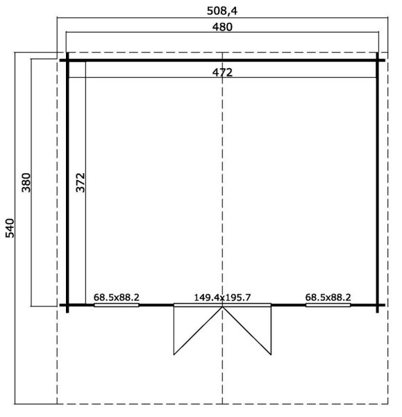 Gartenhaus JULE 500x400 cm ISO(L); 40 mm Doppelnut; inklusive Boden