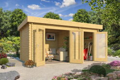 Gartenhaus LINDA40, 440x300 cm (L); 40 mm Doppelnut; 2 Räume; ohne Boden