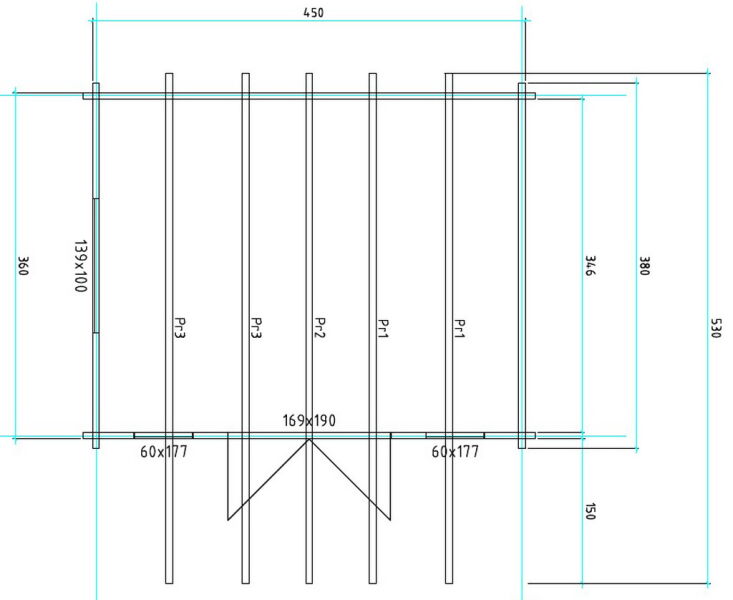 Gartenhaus BAMBERG 1; 470x380 cm; 70 mm Blockbohlen; inkl. Boden
