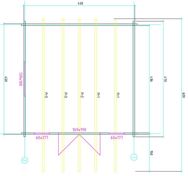 Gartenhaus BAMBERG 2; 470x470 cm; 70 mm Blockbohlen, inkl. Boden