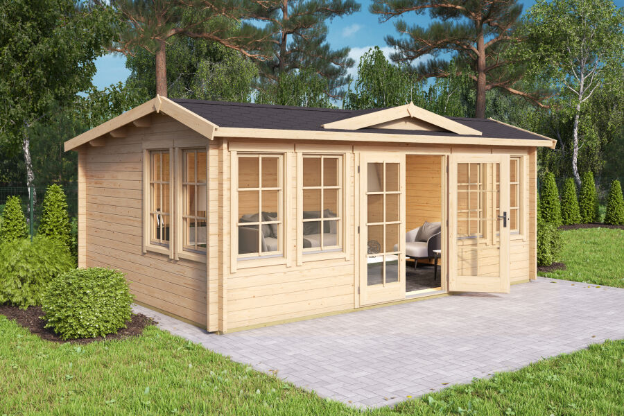 Lasita Maja Gartenhaus BALMORAL 44 mm ISO 530x380 cm, naturbelassen