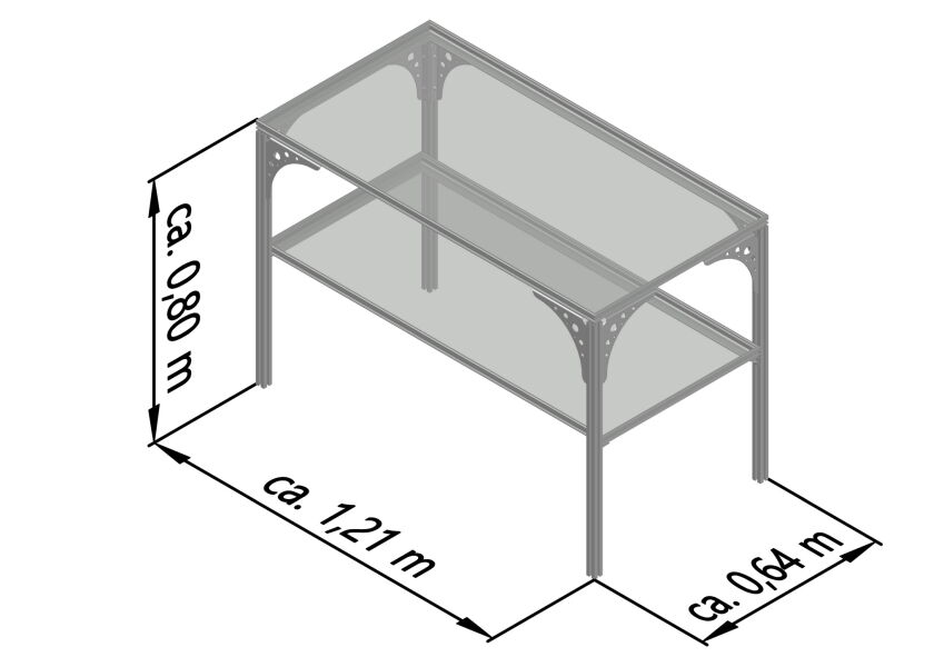 Universal Alumium Tisch, ca. 1,21 m breit, ca, 0,64 m tief, ca. 0,80 m hoch