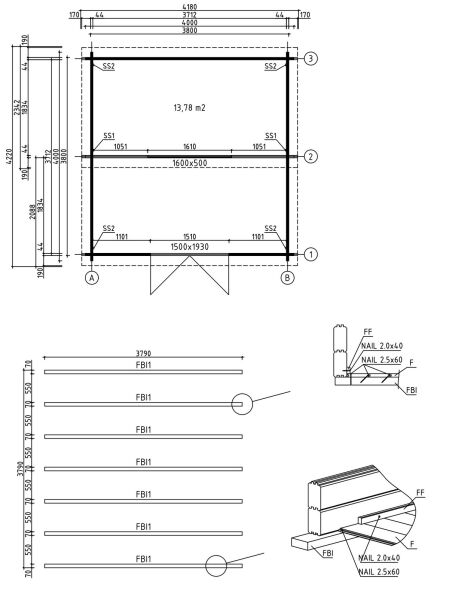 Gartenhaus MARIUS PLUS ISO 400x400 cm (A), 44 mm Doppelnut, Isolierverglasung, mit Boden