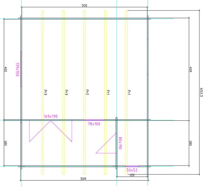 Gartenhaus Jedi 5x4 m + WC-/Abstellraum 45mm