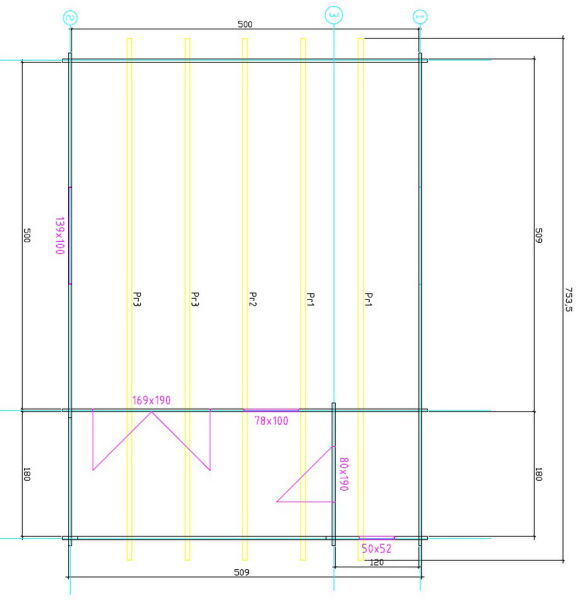 Gartenhaus Jedi 5x5 m + WC-/Abstellraum 45mm