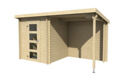Gartenhaus JELLE PLUS; 370 x 175 cm; 28 mm Blockbohlen
