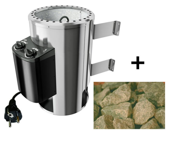 Plug&Play 3,6 kW Saunaofen mit eingebauter Steuerung inkl. 18 kg Steine (Lager)