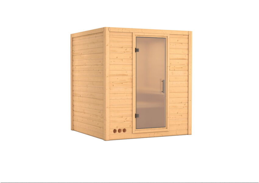 Sauna MOJAVE KLARGLAS TÜR 193x184 cm 40mm Massivholzsauna Glastür