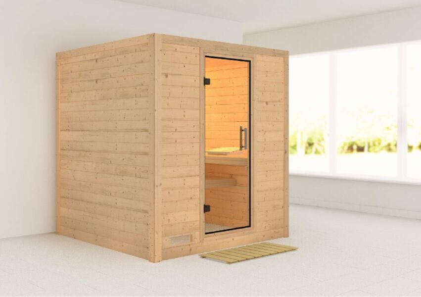 Sauna MOJAVE KLARGLAS TÜR / kein Kranz / ohne Ofen