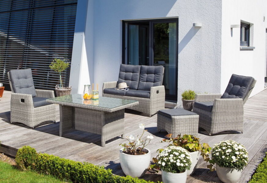 Lounge Comfort Gruppe Roseville grey-white Alu/Kunststoffgeflecht inkl. Kissen
