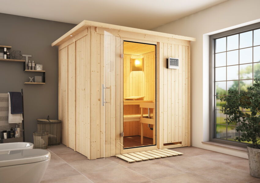 Karibu Sauna SODIN 196x170 cm inkl. 9 KW Ofen integr. Strg AKTION