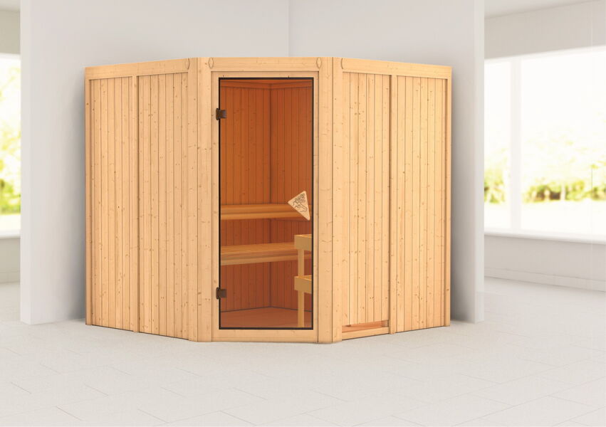 Karibu Sauna JARIN 196x196 cm inkl. 9 KW Ofen integr. Strg AKTION