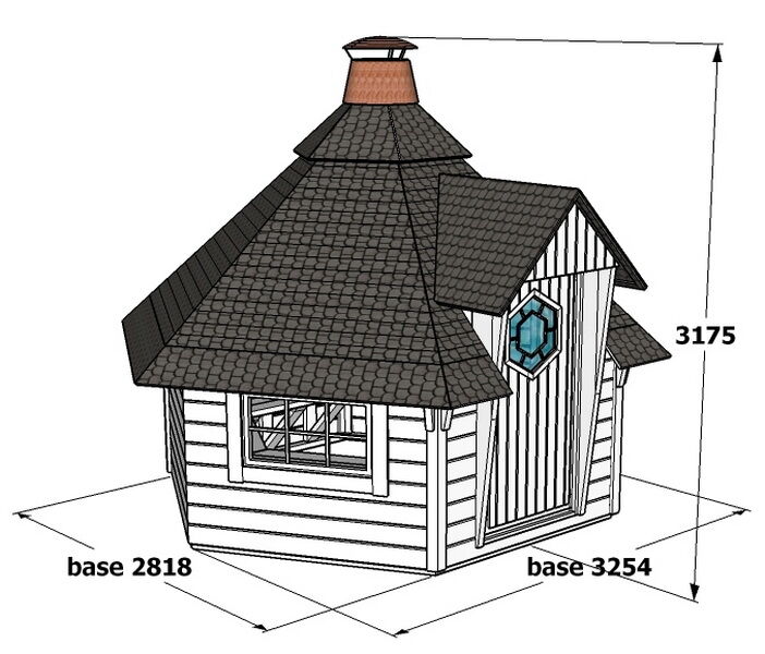 Grill Kota 7,0 m2 mit OSB Dach, gerade Wand