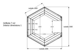 Grill Kota 7,0 m2 mit OSB Dach, gerade Wand