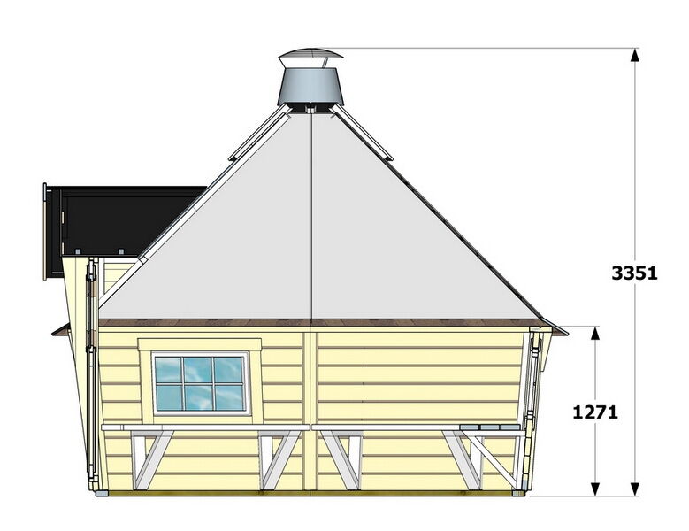 Grill Kota 9,0 m2 mit OSB Dach, schräge Wand