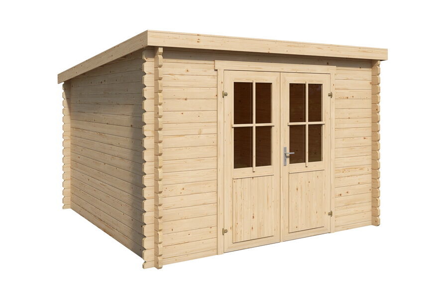 Gartenhaus JONTE Flachdach 312x312 cm (L), 40mm Doppelnut, ohne Boden