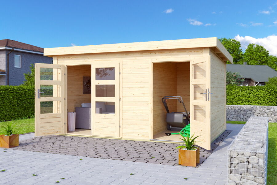 4010090786490 - Gartenhaus SCHÖNBUCH 1 366x246 cm  38 mm Doppelnut  naturbelassen
