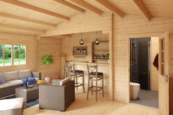 Gartenhaus VALENTIN 595 x 595 cm 44mm (A) Doppelnut