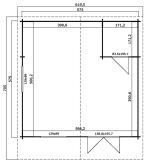 Gartenhaus VALENTIN 595 x 595 cm 44mm (A) Doppelnut