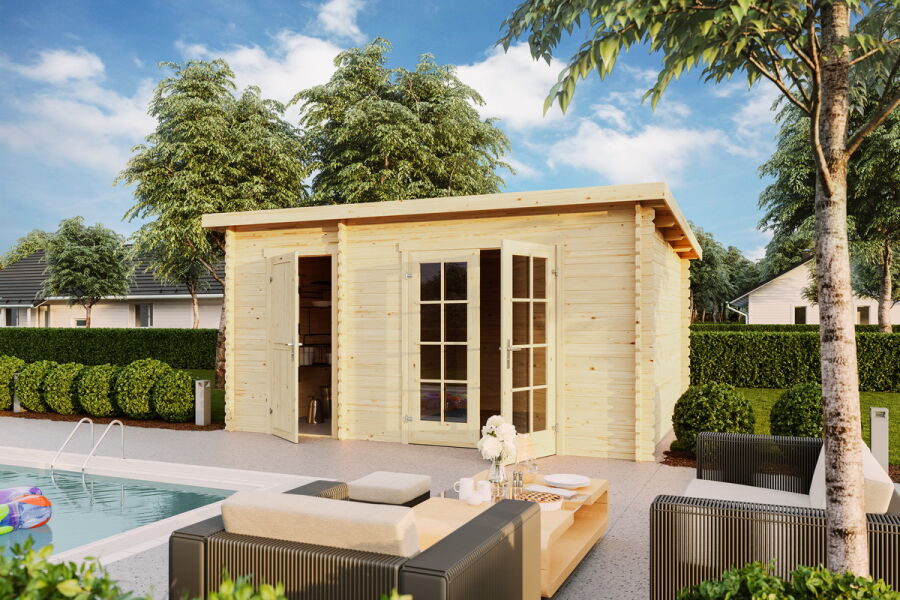 Gartenhaus BELMONT 2; 425x280 cm (L), 34mm Blockbohlen, inkl. Boden