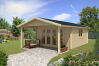 Gartenhaus Camilla 4x5 m + 2 m Vordach / 45mm