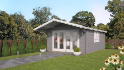 Gartenhaus Camilla 5x4 m + 1 m Vordach / 45mm