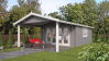 Gartenhaus Camilla 5x4 m + 3 m Vordach / 45mm