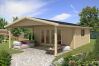 Gartenhaus Camilla 5x4 m + 3 m Vordach / 70mm