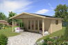 Gartenhaus Camilla 5x5 m + 2 m Vordach / 70mm